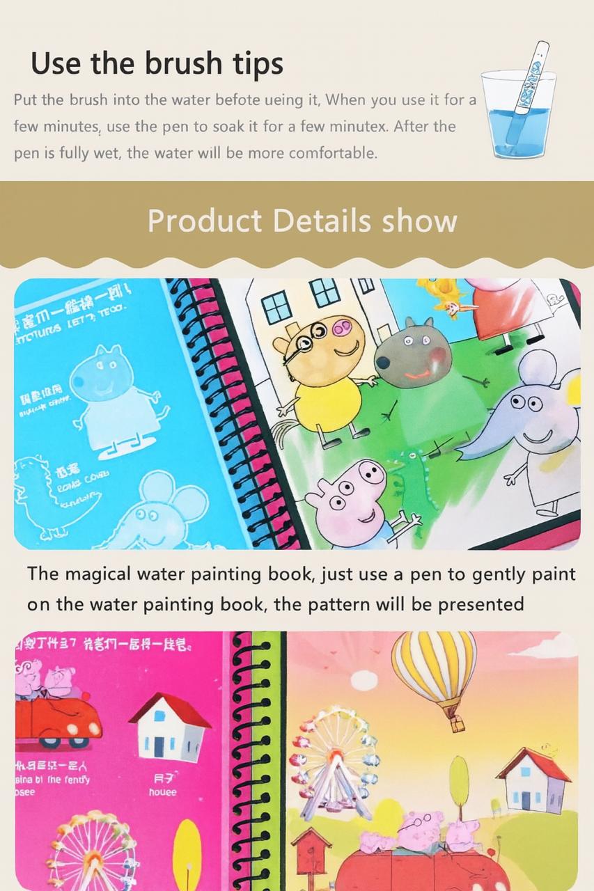 Reusable Magic Water Quick Dry Book Water Coloring Book